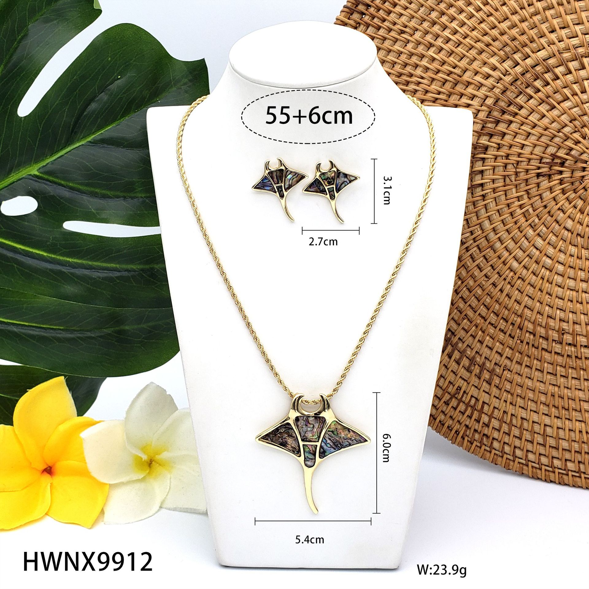 Conjunto de collar de concha natural de abulón estilo verano, diseño exclusivo de alta gama para mujer