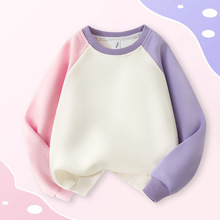 新款秋冬女童装插肩圆领卫衣宽松休闲洋气基础款打底衫上衣批发