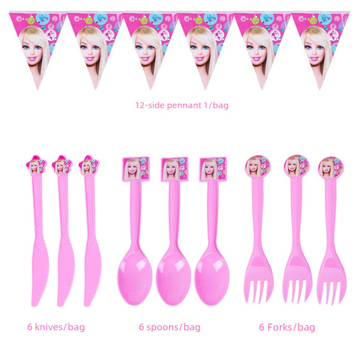 Children's Birthday Barbie Princess Party Supplies Eco-Friendly Paper Tableware Princess Theme Single Item