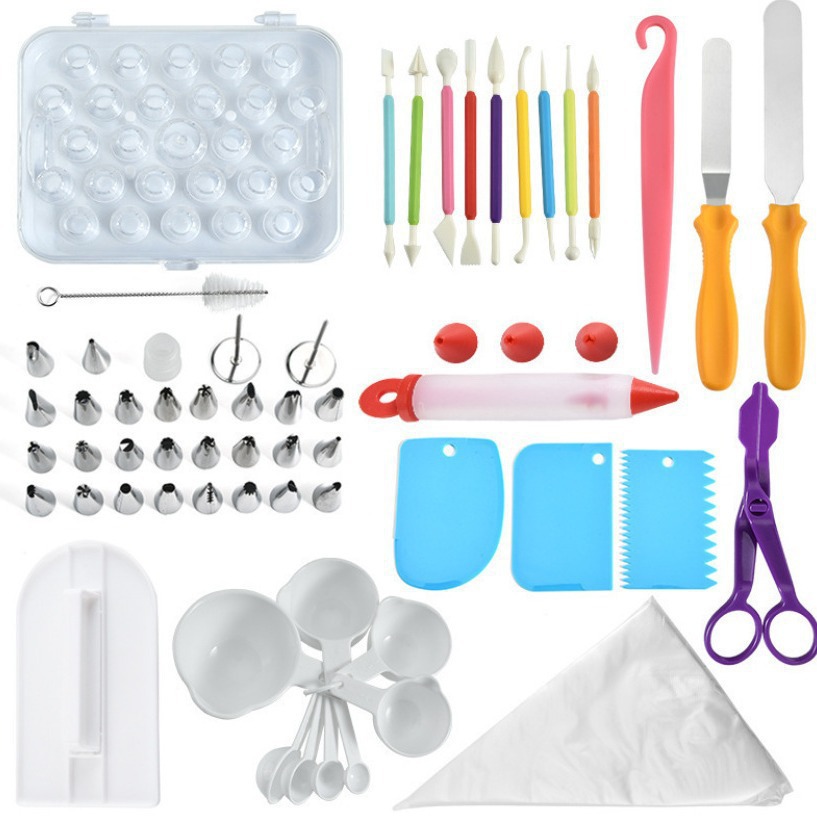 159PCS烘焙工具 蛋糕裱花套装 防滑转台裱花嘴 奶油裱花工具量勺