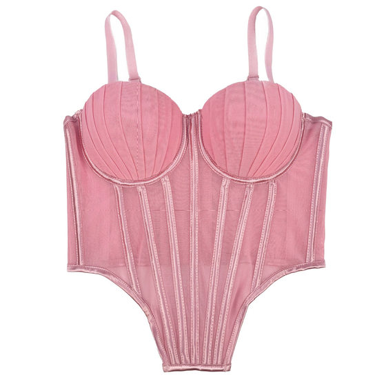 Pleated Design Fishbone Brassiere High-grade Outer Wear Brassiere with Coaster Body Shaping Sling