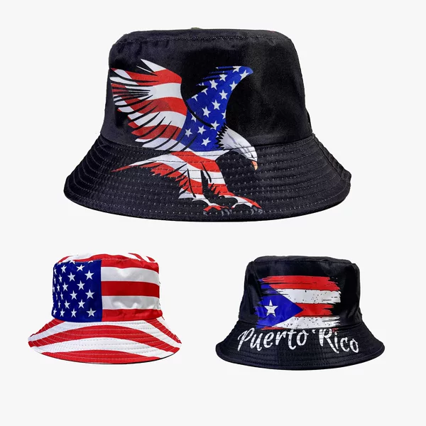World Cup Eagle American Flag Pattern Fisherman Hat European and American Print Bucket Hat Unisex Sun Protection Sun Hat