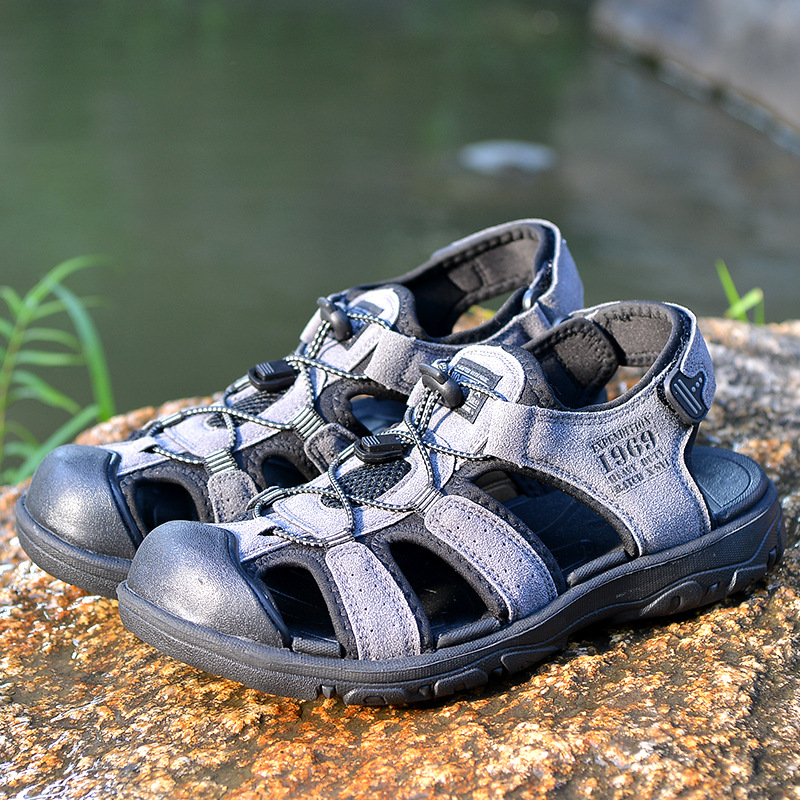 2023 verano para hombres sandalias de cuero de vaca zapatos de playa para hombres con suela suave antideslizante al aire libre zapatos de trekking casuales para hombres huecos