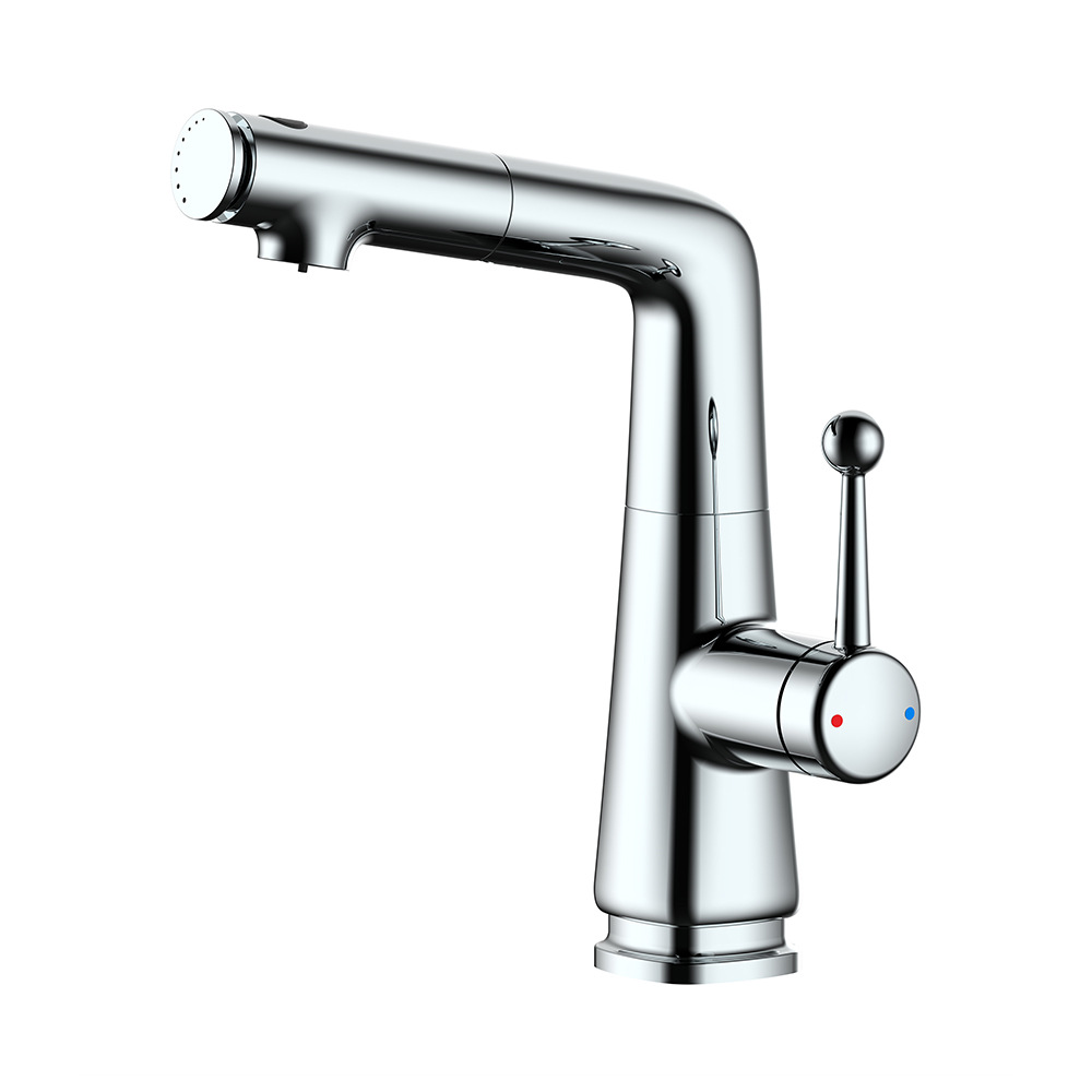 손잡이에 물이 있는 크롬 색상