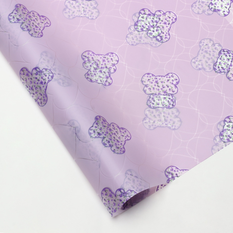 Jardín brillante oso película de gel de flores papel de embalaje semitransparente papel hansu diy ramo de flores hecha a mano florista regalo image 8