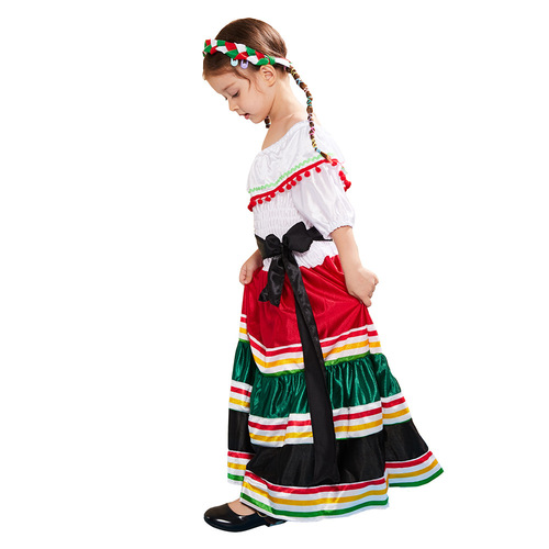 New campus event Day of the Dead costume dress Mexican ethnic girl dress long dress Halloween party wear