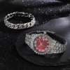 Silver with red+bracelet