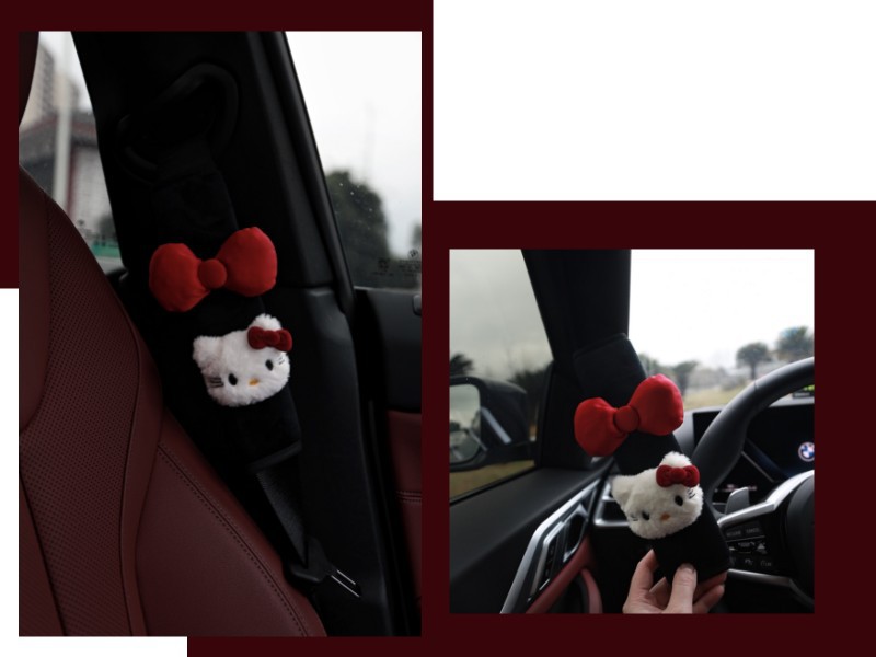 Original handmade cute kt bow car seat belt shoulder pad anti-friction decoration car good things new car gift
