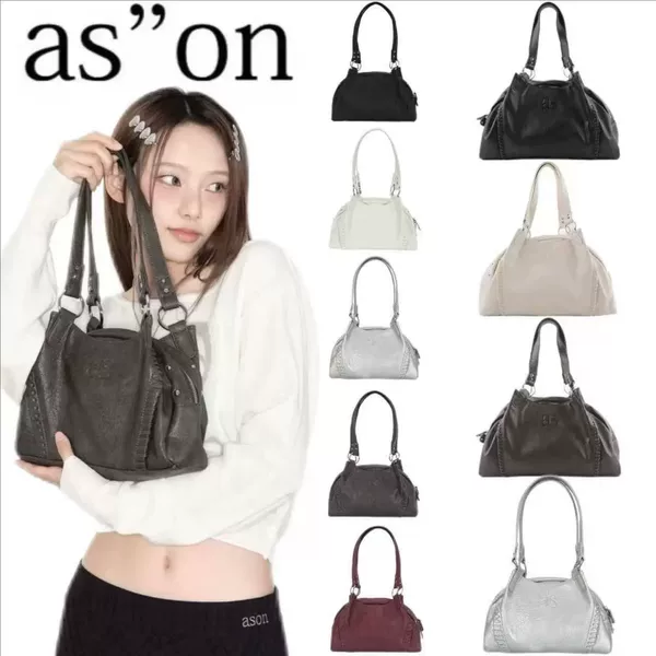 Korean Ason Wandering Bag Blogger's Same Style 25Fw Leather Mini Motorcycle Shoulder Underarm Bag Large Capacity Handbag