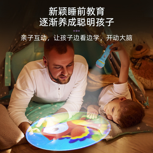 Star Projector Slide Children's Light-Up Flashlight Projector Lamp Baby Educational Toy Early Learning Sleep Machine