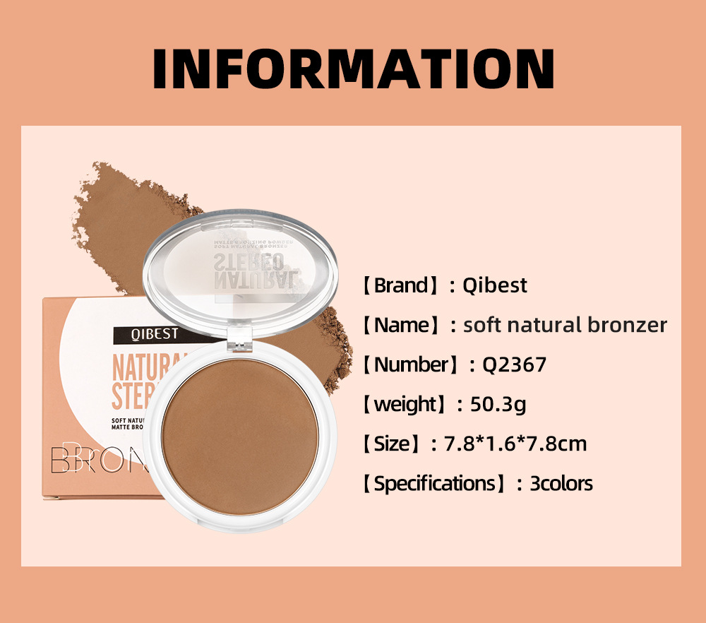 QIBEST cross-border matte contouring powder is not easy to smudge, contour contour powder, shadow and nose shadow powder, facial makeup undefined