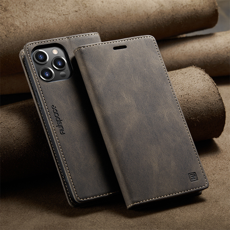 Suitable for Apple 14 business genuine leather case 13Promax mobile phone case iPhone12 men and women 11 flip men and women
