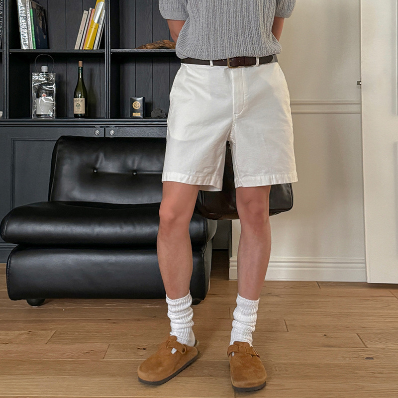 Casual White Breathable Shorts for Men, Summer High-End Style, Loose Straight-Leg Suit Shorts, 4-Point Length Half Pants Casual White Breathable Shorts for Men, Summer High-End Style, Loose Straight-Leg Suit Shorts, 4-Point Length Half Pants