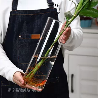 支持定制大号落地高硼硅玻璃水培植物瓶透明花瓶直筒圆形玻璃罐