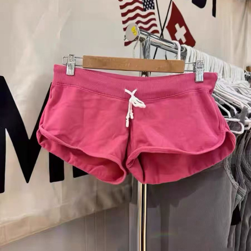 Bm Style Rose Red Low-Waist Drawstring Shorts for Women, Sweet Girl Sports Hot Pants, Home Casual Pants, Yoga Pants for Summer Bm Style Rose Red Low-Waist Drawstring Shorts for Women, Sweet Girl Sports Hot Pants, Home Casual Pants, Yoga Pants for Summer