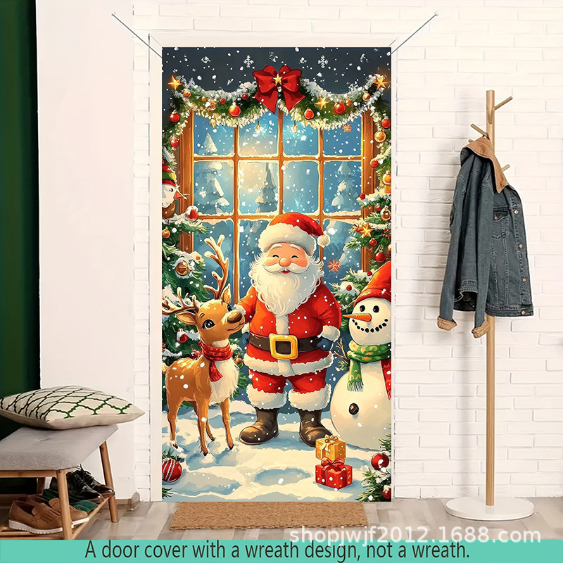 TEM Amazon transfronterizo nueva decoración de la cubierta de la puerta de Navidad rojo Santa Claus regalo cubierta de la puerta ambiente festivo fiesta