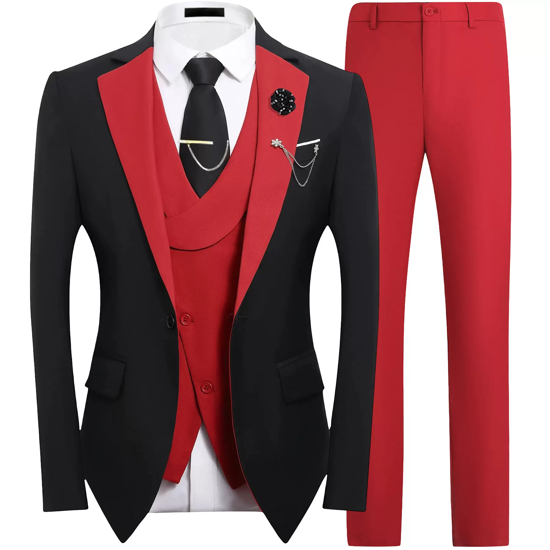 跨境外贸伴郎三件套男士大码西装男休闲婚礼主持人高级感西服套装