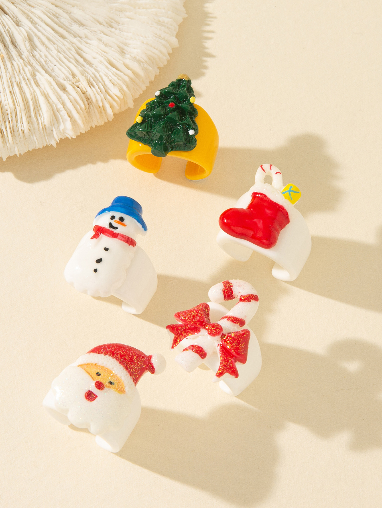 Autumn&Winter Season Cartoon Style Santa Claus Resin Christmas Unisex Rings