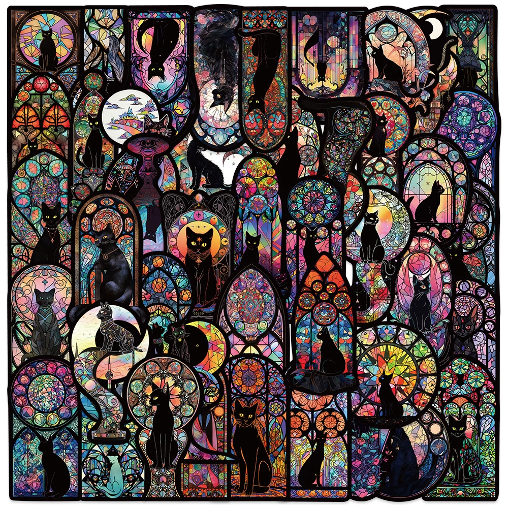 50 шт. Темный Готический Кот граффити Наклейки Скейтборд компьютер чашка для Воды Тележка чехол водонепроницаемые клейкие наклейки