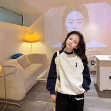 AINI儿童刺绣插肩卫衣春秋款中大童装撞色新款内搭男童女童上衣潮