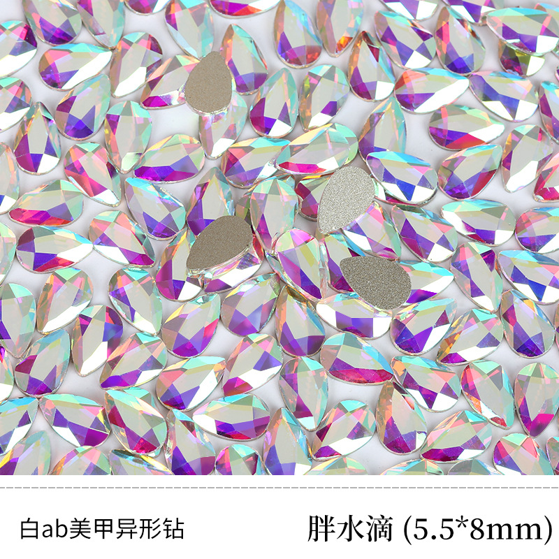 화이트 AB 5.5*8mm 팻 워터 드롭 특형의 드릴 [단일 가격]]