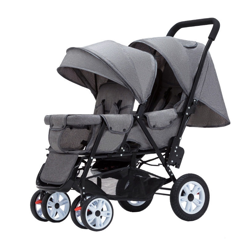 Cochecito Doble Plegable para Gemelos de Acero al Carbono, Plegable, Reclinable, Amortiguación de Impactos, para Gemelos image 6