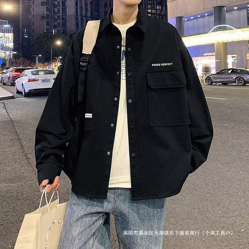 Plus-sized Men's Shirt Jacket high quality Youth Workwear Cardigan Jacket Japanese Casual Thin Autumn Clothing Plus-sized Men's Shirt Jacket high quality Youth Workwear Cardigan Jacket Japanese Casual Thin Autumn Clothing