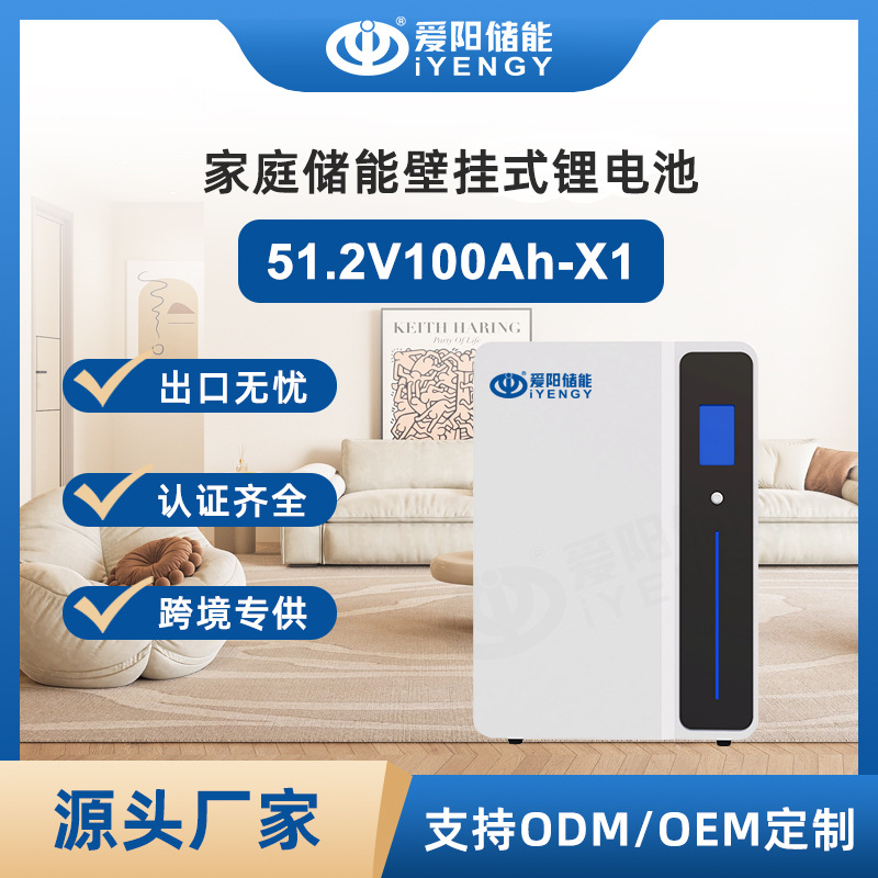 家用储能锂电池5度电壁挂式应急电源51.2V100Ah光伏太阳能充电