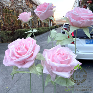 Holy Paper Craft 3D Paper Flower St061 Satin Rose Window Display Dp Live Room Wedding Props
