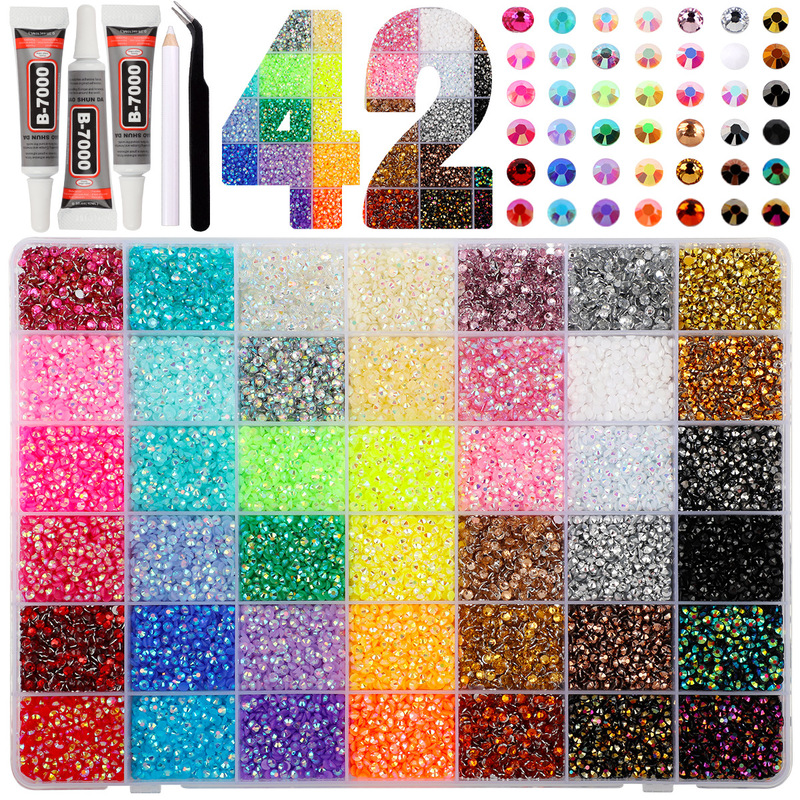 42-color resin jelly rhinestones 3mm 32,000 pieces DIY clothing, nail art, phone, mug, and accessory decoration 42-color resin jelly rhinestones 3mm 32,000 pieces DIY clothing, nail art, phone, mug, and accessory decoration