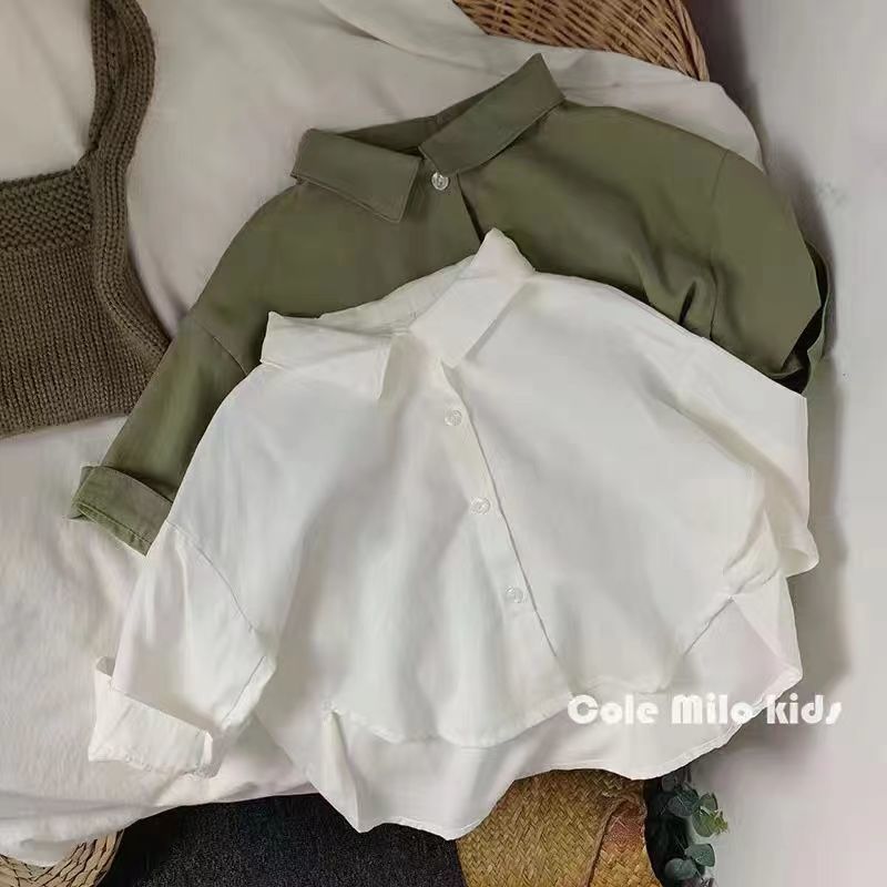 跨境森系~儿童帅气长袖衬衫儿童打底衫婴儿衬衣洋气春装春秋款长