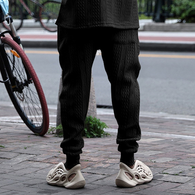 Men's Jacquard Jogger Pants, Casual Trousers With Drawstring_voghion.com
