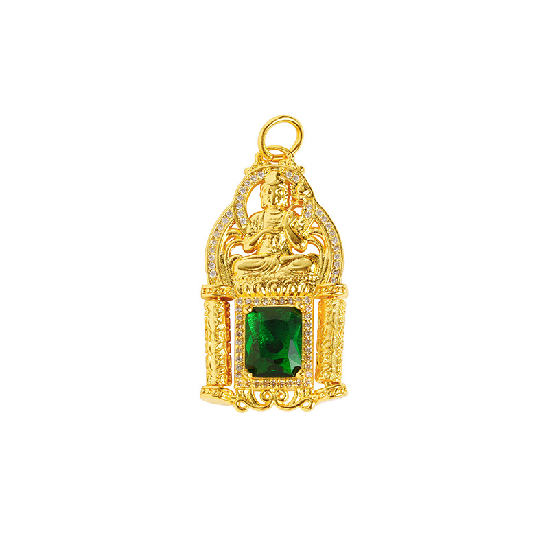 Nuevos productos vietnamita oro de arena ligero de lujo bodhisattva imitación de medula de jade micro incrustado colgante de luz de Buda universal a largo plazo no decoloración accesorios suministro