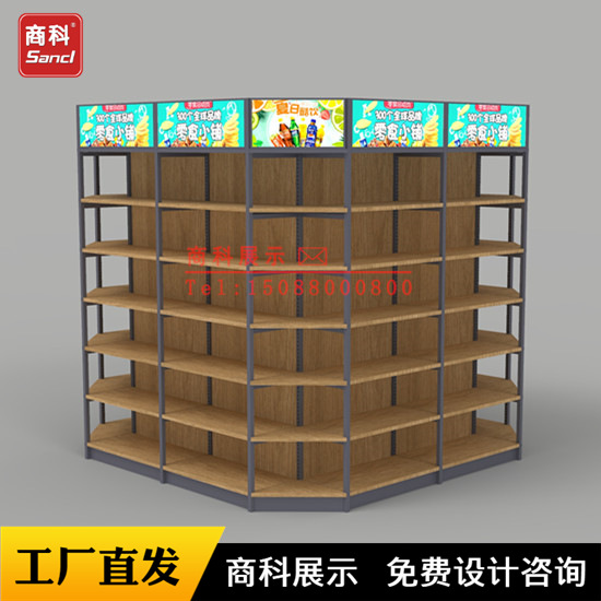 厂家制作批发商场超市铁木结合货架木层板挂钩文具便利店单面墙架