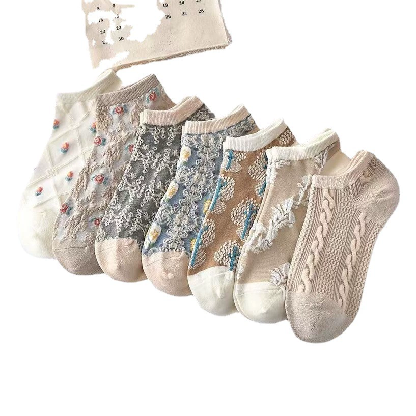 Летние носки-лодочки, низкие женские носки с мелким вырезом, носки в японском ретро-литературном стиле, дышащие впитывающие пот носки, тонкие хлопковые оптом