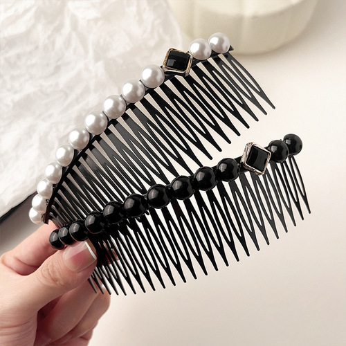 Cross-border European and American rhinestone hair comb broken hair management artifact pearl insert comb back of the head flow comb hairpin hairpin hair accessories for women