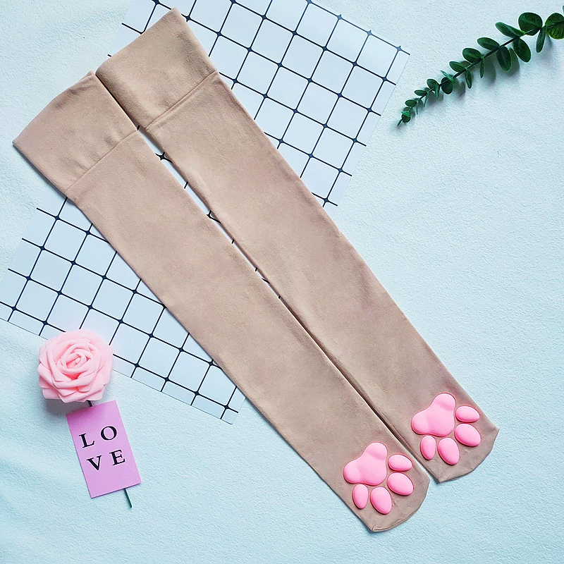 Японские knee socks, 3D подушка-лапа из бархата, один размер, чулочно-гольфовые с котячьей лапкой