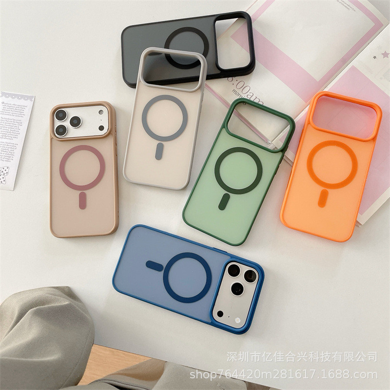 Nuevo impacto de la piel succión de color para iPhone17promax caso de teléfono móvil cuatro líneas de molde manzana 16 color