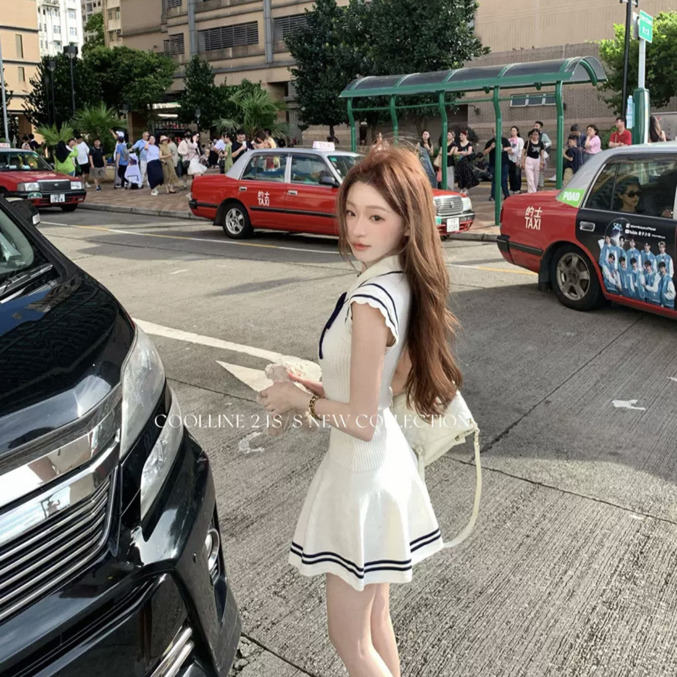 Summer navy knitted dress