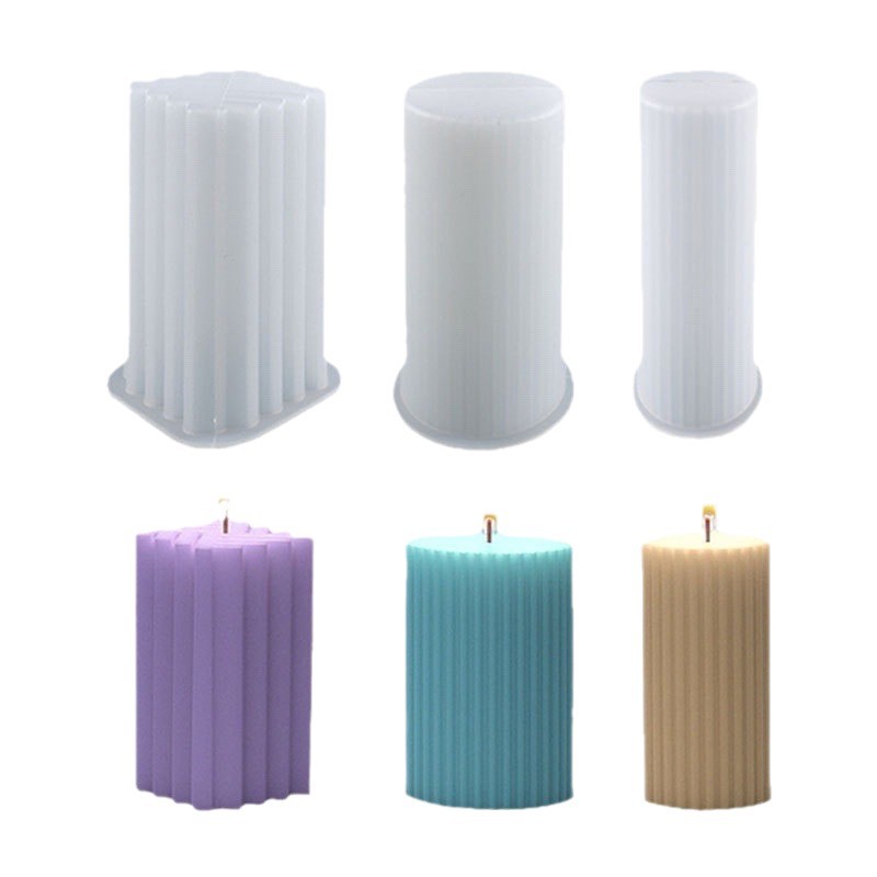 DIY cristal resina epoxi molde cuboide rayas cilindro Polka Dot vela redonda de silicona al por mayor