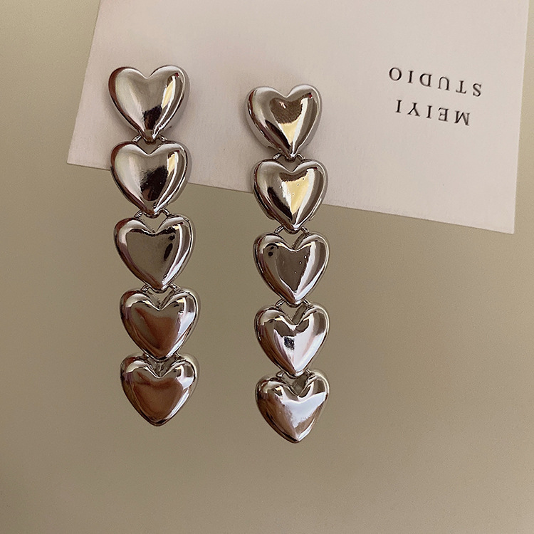 Wholesale Jewelry Simple Style Heart Shape Alloy Plating Drop Earrings display picture 4