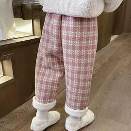 女童裤子秋冬2025新款冬季一体绒洋气儿童加厚加绒女宝宝休闲卫裤