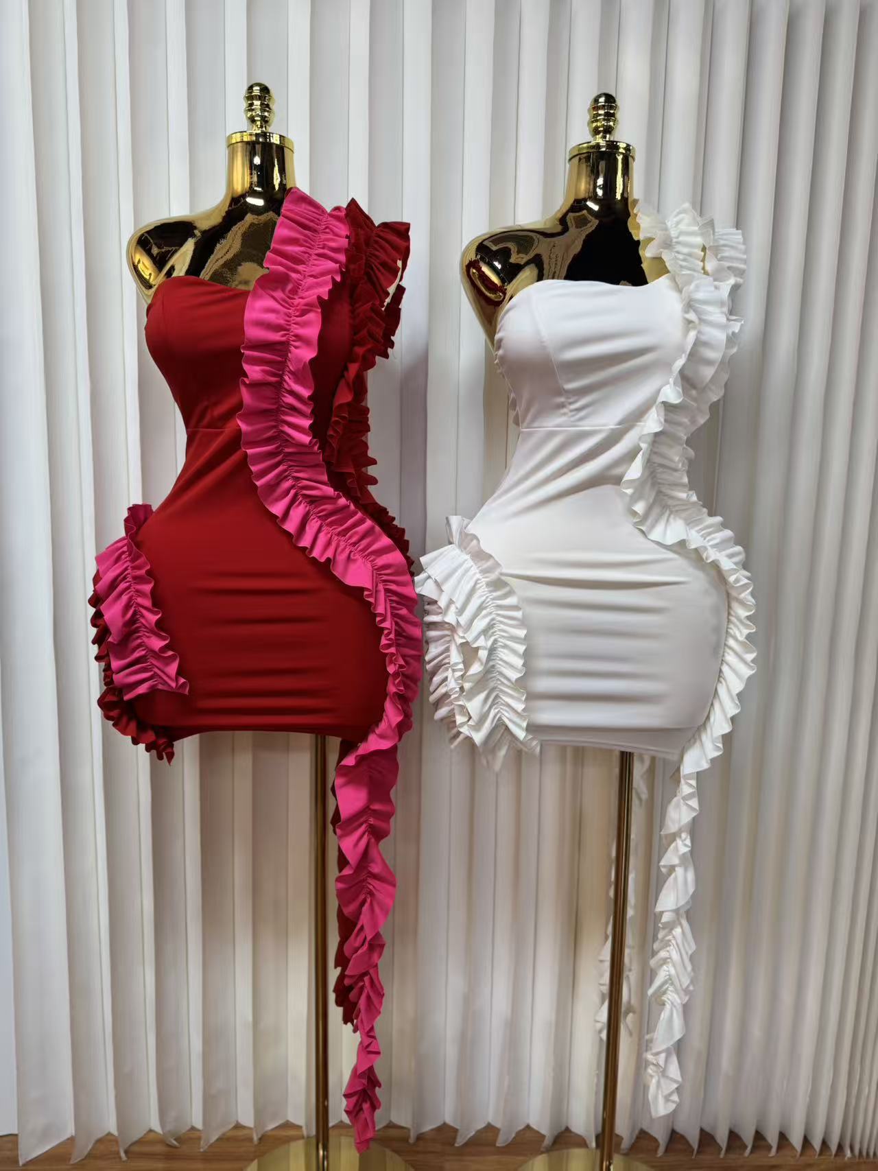 Elegant One-Shoulder Bodycon Dress – Ruffled Hem & Strap Detail In Stretchy Polyester Versatile Chromatics_ecoleips.com