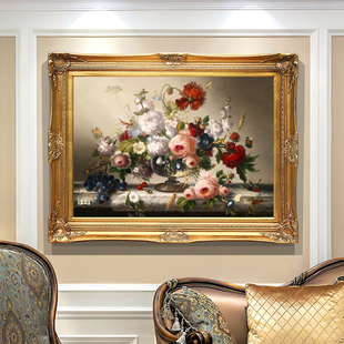 European-Style Restaurant Floral Oil Painting Entrance Hand-Painted Hanging Painting American-Style Living Room Fireplace Study Aisle Decorative Painting Mural Horizontal