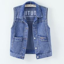 大码休闲牛仔马甲夏季新款牛仔宽松百搭无袖背心休闲刺绣马夹坎肩