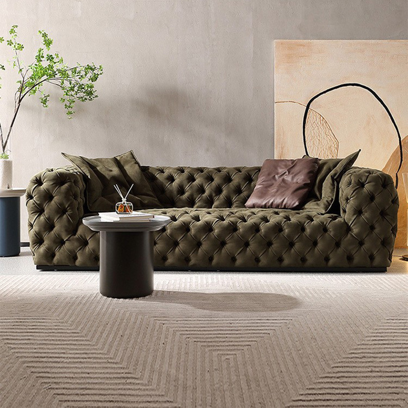 Italian Minimalist Sofa Small Apartment Living Room Villa Button Sofa Trendy Baxter Moon Surface Sofa