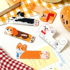 卡通小狗拼图迷你异形尺亚克力掌心尺子学生可爱便携测量绘图挂件