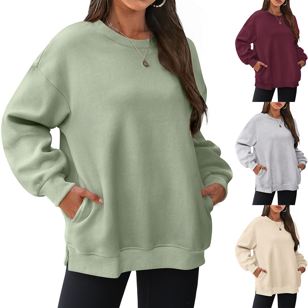 2025 New Autumn and Winter Women's Clothing Amazon Round Neck Long-Sleeved Sweatshirt Y2K Fashion Pullover Fleece Sweatshirt