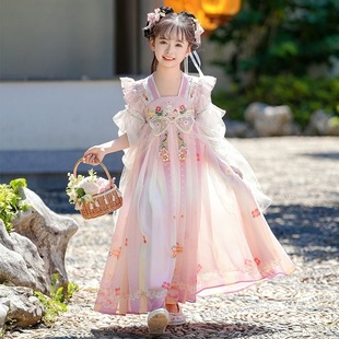 Han Dynasty Girls Summer Dress Ancient Style Princess Dress 2025 New Girl Summer National Style Ancient Costume Kidsren's Tang Suit Dress