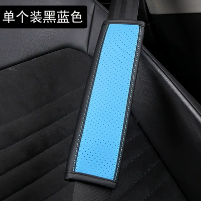 Seat belt shoulder pad: hot-selling fiber leather embossed car - ddjy-perforated-shoulder-pad-single-black-blue-24cm